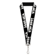 Lanyard - 1.0" - NEW YORK Bold Skyline Silhouette Black White Black Lanyards Buckle-Down