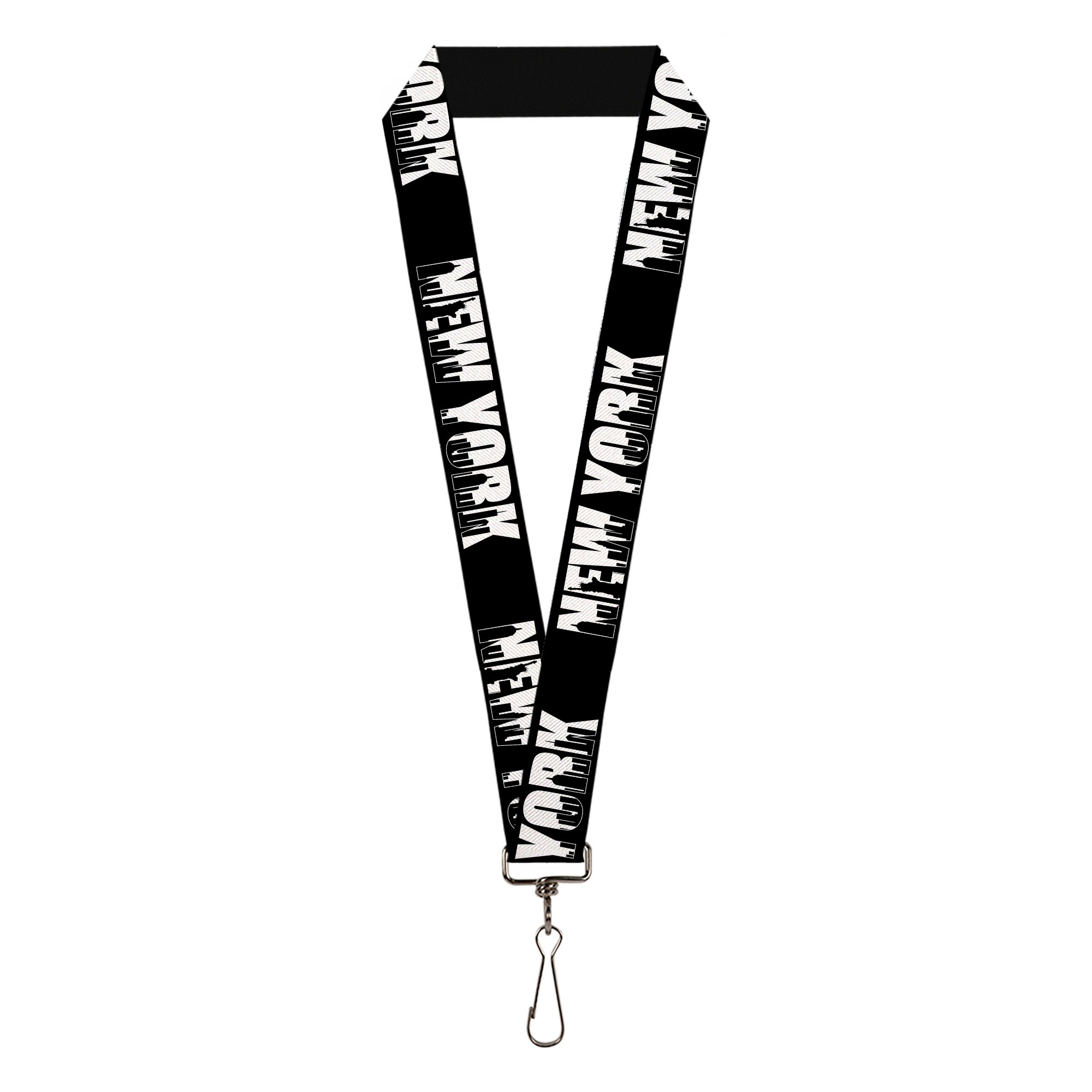 Lanyard - 1.0" - NEW YORK Bold Skyline Silhouette Black White Black Lanyards Buckle-Down