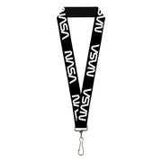 Lanyard - 1.0" - NASA Text Black White Lanyards Buckle-Down
