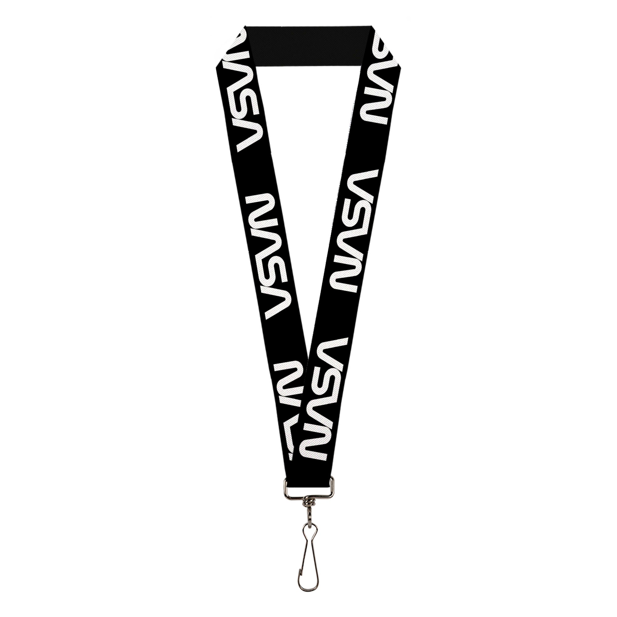 Lanyard - 1.0" - NASA Text Black White Lanyards Buckle-Down