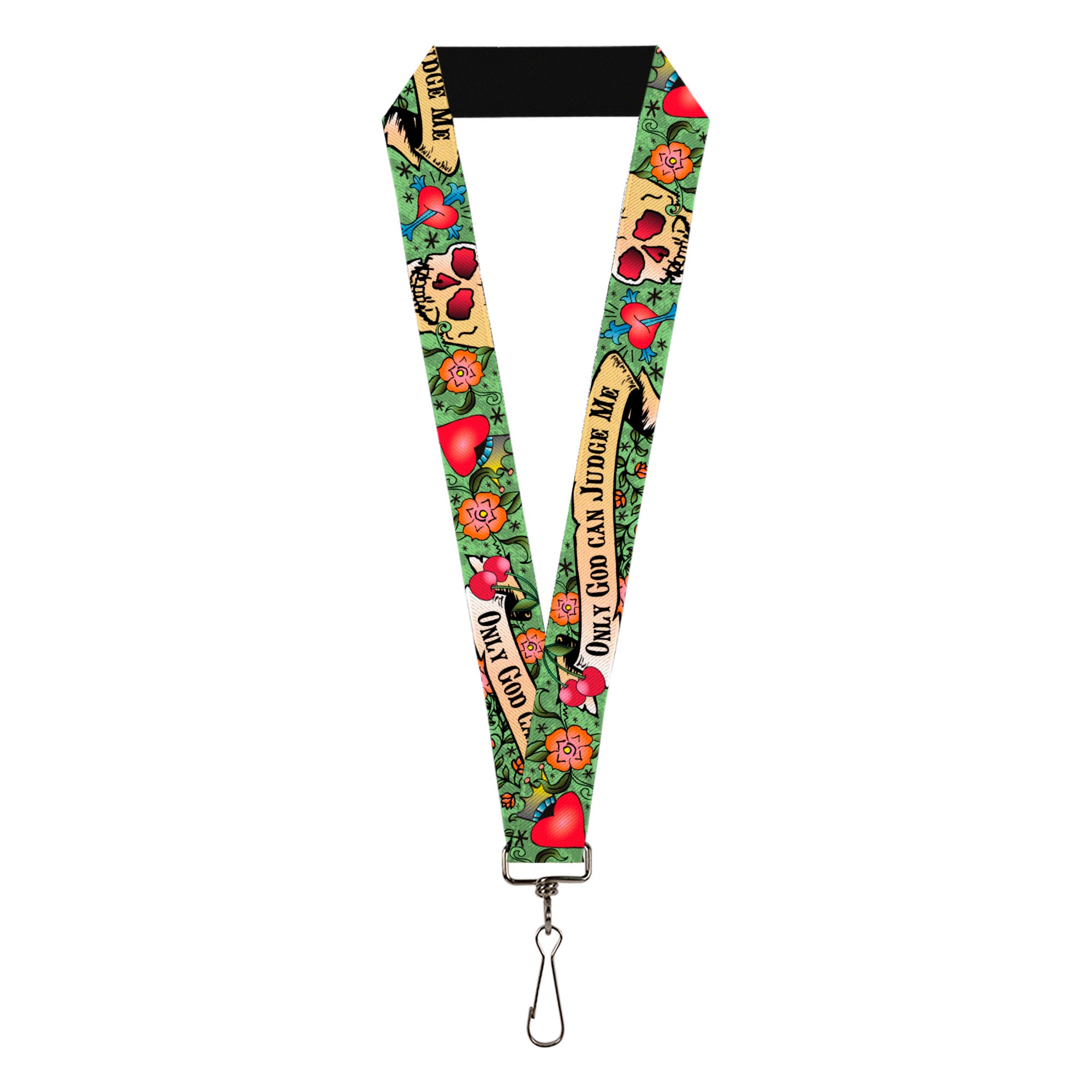 Lanyard - 1.0" - Only God Can Judge Me Green Lanyards Buckle-Down