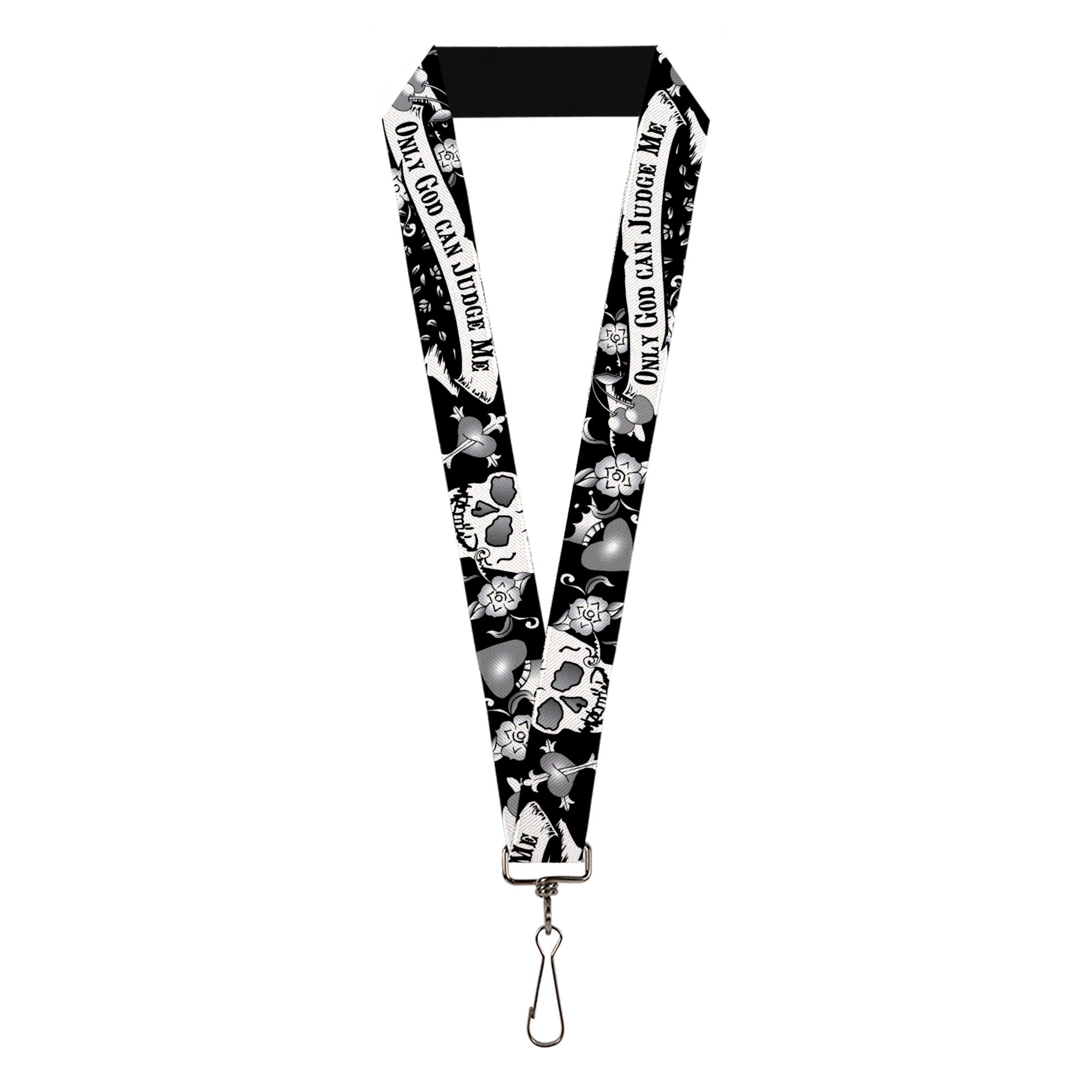 Lanyard - 1.0" - Only God Can Judge Me Black White Lanyards Buckle-Down