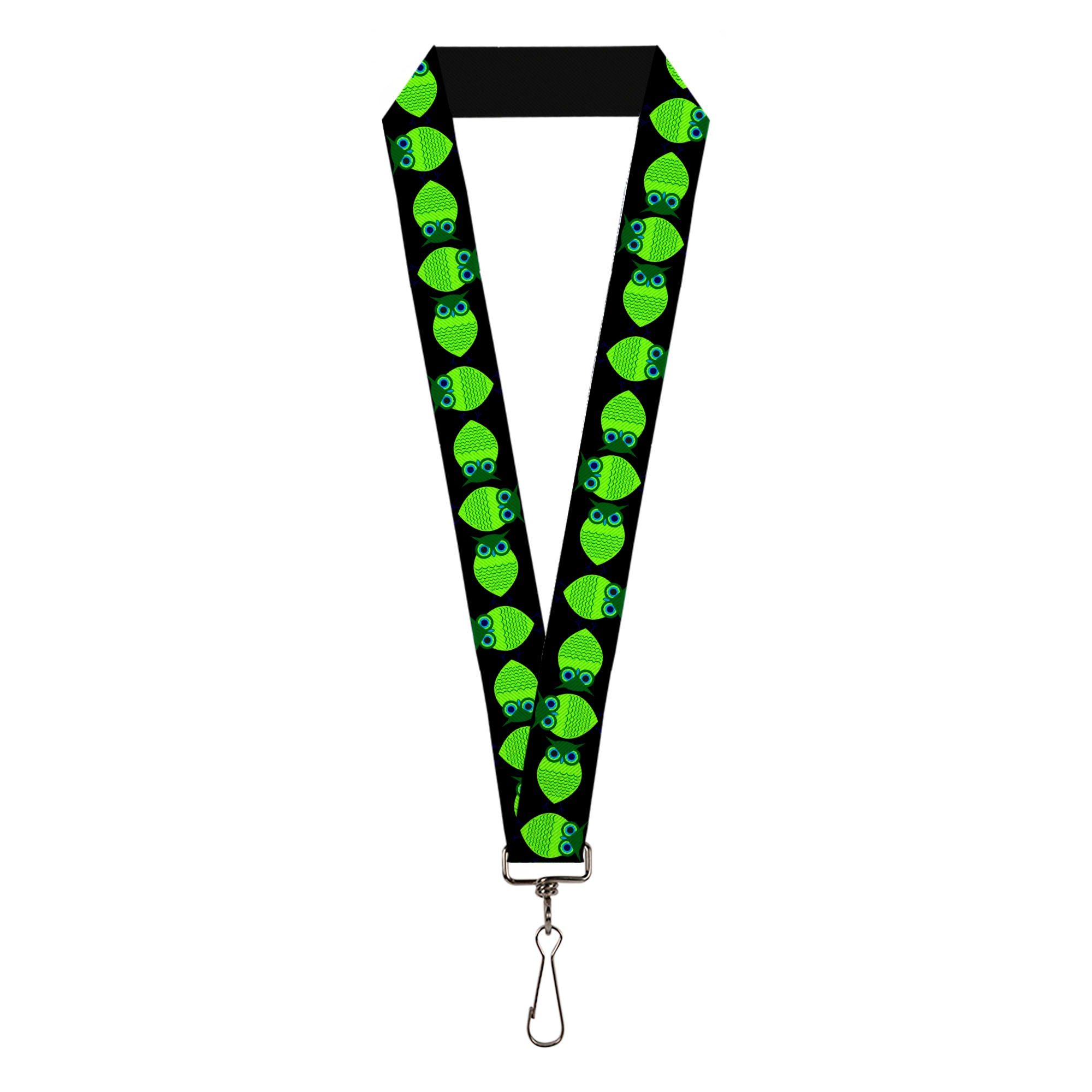 Lanyard - 1.0" - Owls Spin Black Green Lanyards Buckle-Down