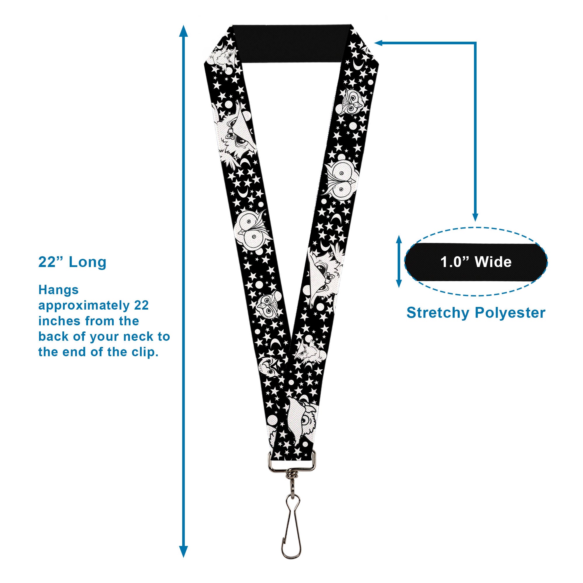Lanyard - 1.0" - Owl Expressions Black White Lanyards Buckle-Down