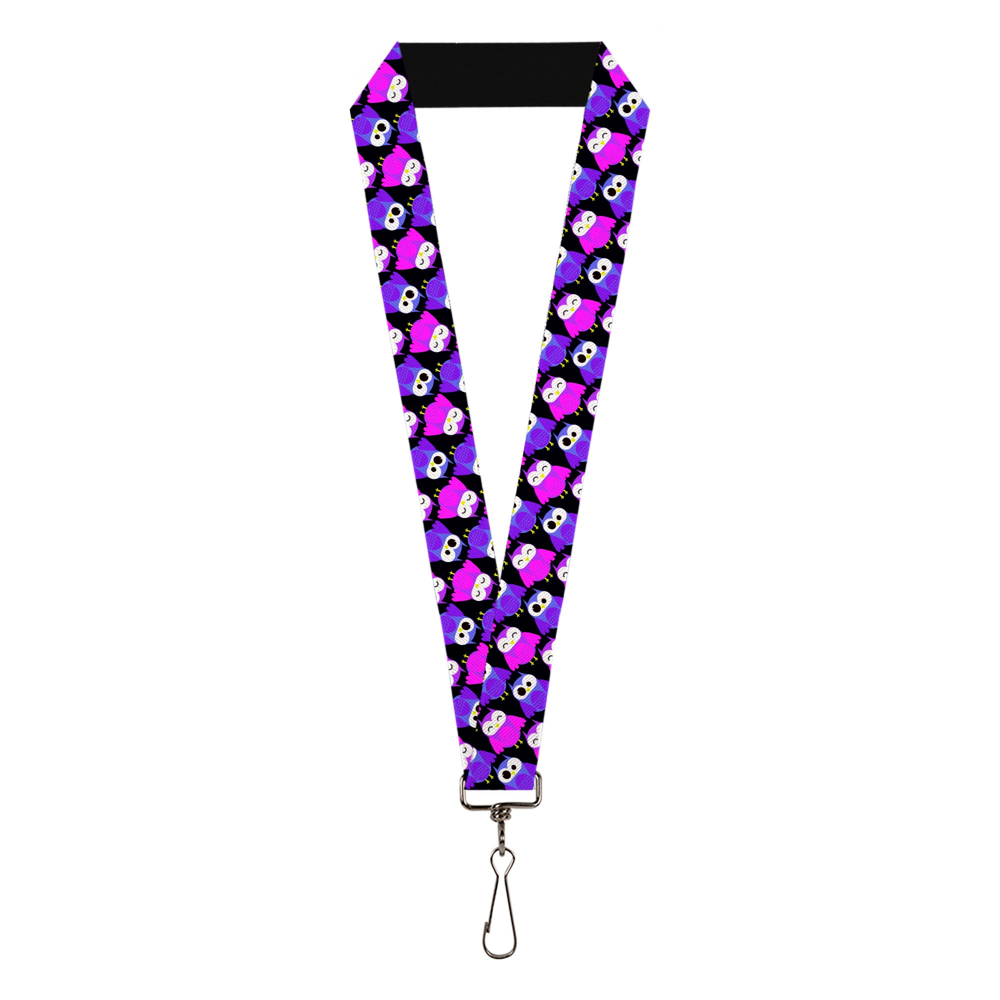 Lanyard - 1.0" - Owl Eyes Black Purples Pinks Lanyards Buckle-Down
