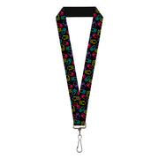 Lanyard - 1.0" - Owl Sketch Black Multi Color Lanyards Buckle-Down