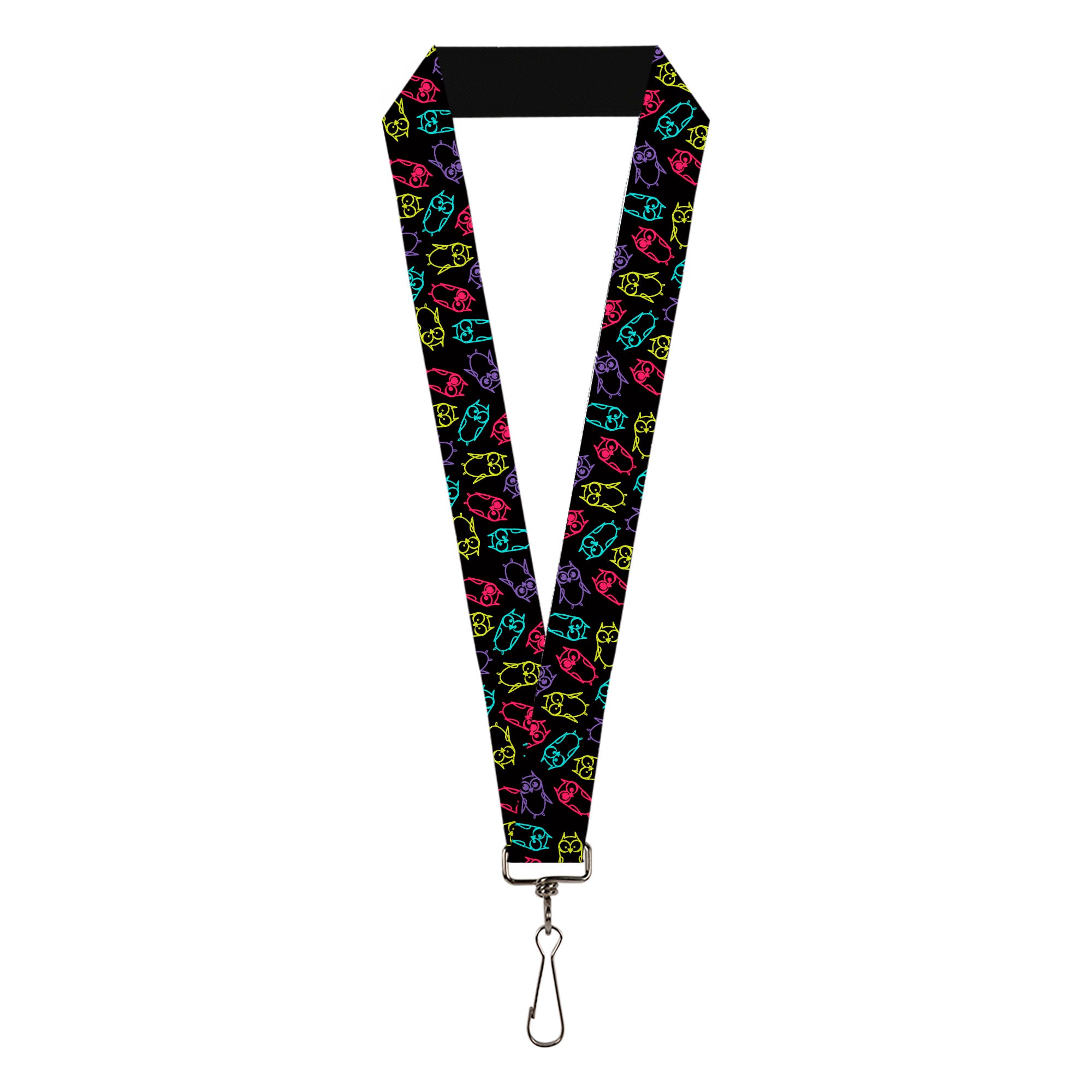 Lanyard - 1.0" - Owl Sketch Black Multi Color Lanyards Buckle-Down