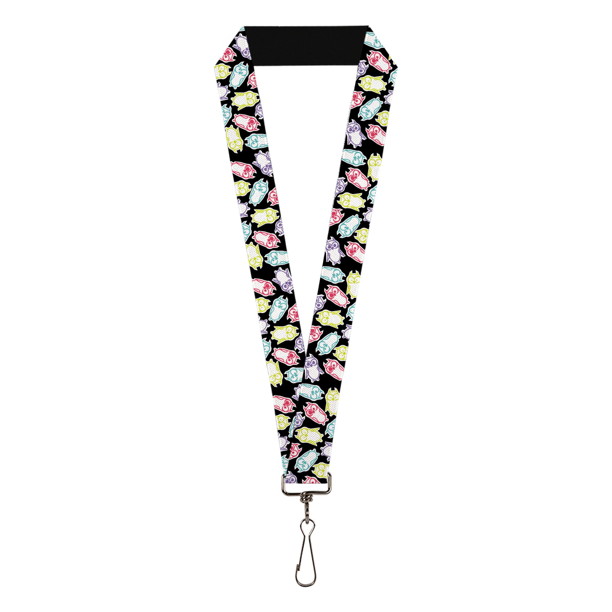 Lanyard - 1.0" - Owl Sketch Black White Multi Color Lanyards Buckle-Down