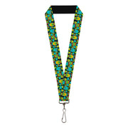 Lanyard - 1.0" - Owls w Outline Black Multi Neon Lanyards Buckle-Down