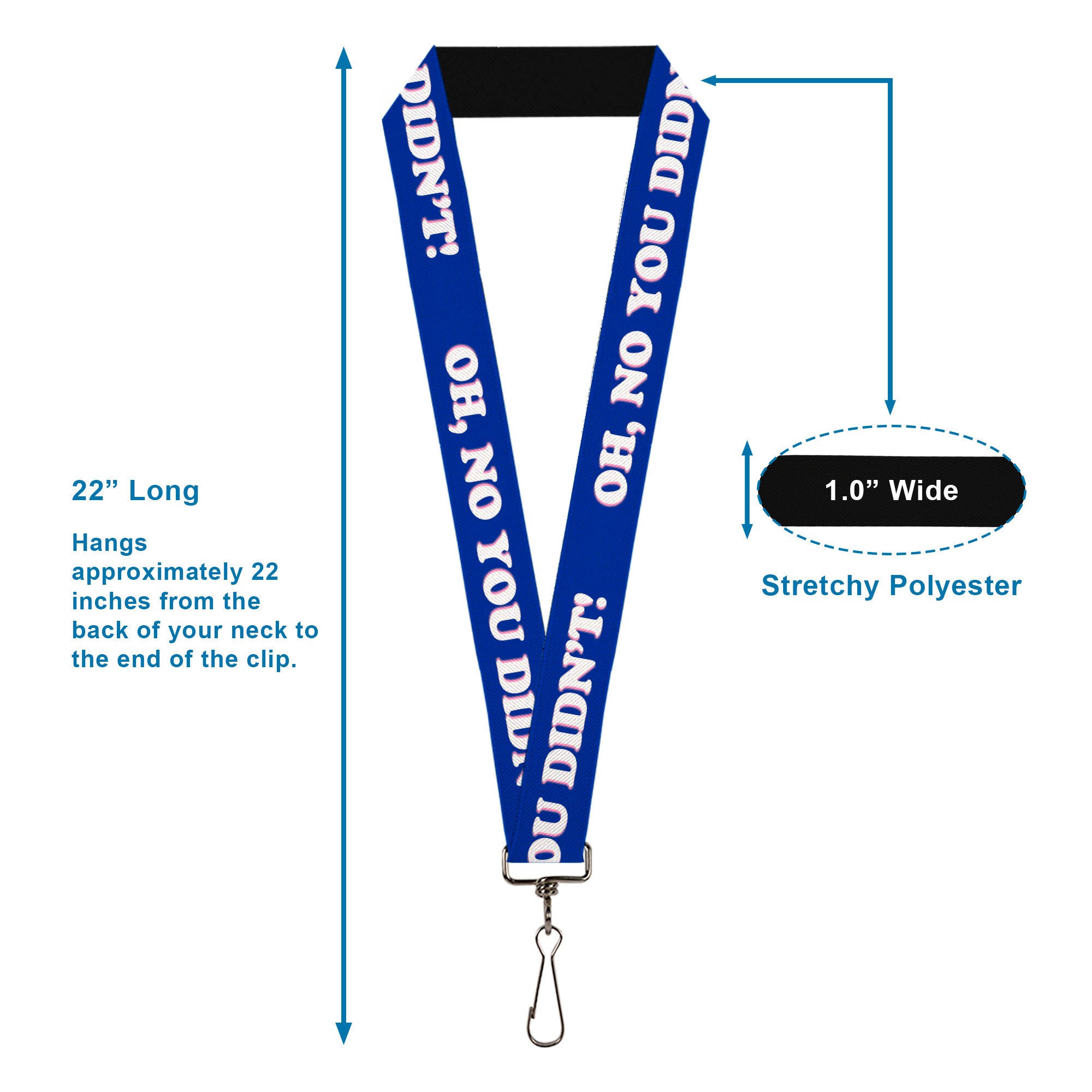 Lanyard - 1.0" - OH, NO YOU DIDN'T!!! Navy Purple White Lanyards Buckle-Down