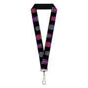 Lanyard - 1.0" - Owls Black Fuchsia Purple Turquoise Lanyards Buckle-Down