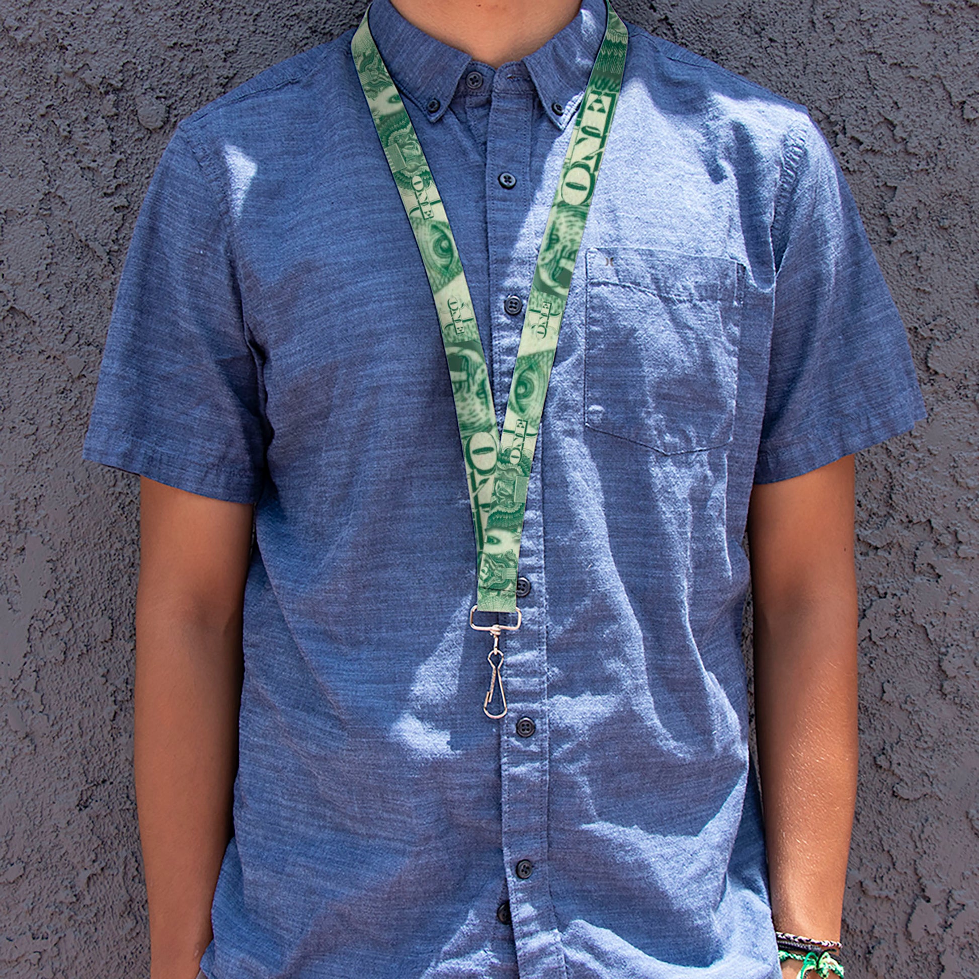 Lanyard - 1.0" - One Dollar Bill Eye of Providence Bald Eagle CLOSE-UP Lanyards Buckle-Down