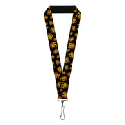 Lanyard - 1.0" - Owls Scattered Black Brown Yellow Lanyards Buckle-Down