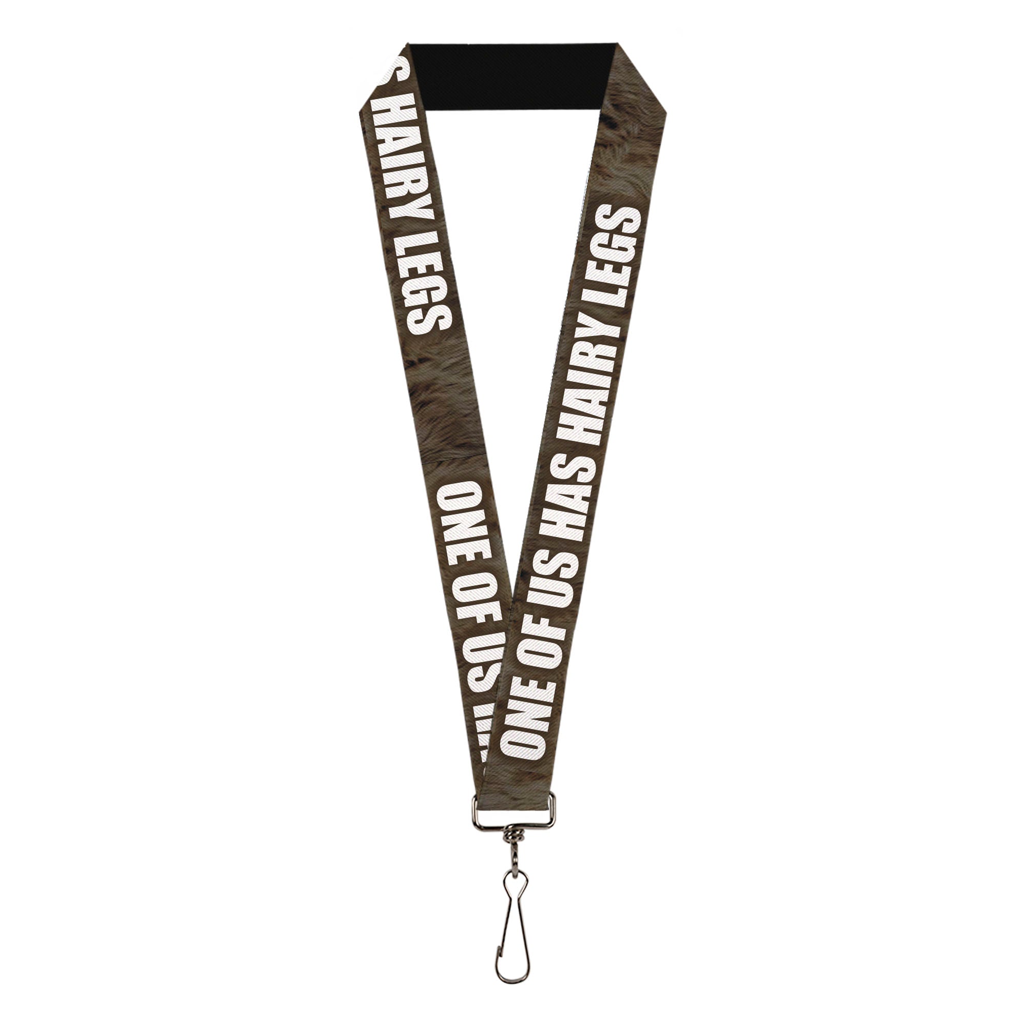Buckle-Down Lanyard - ONE OF US HAS HAIRY LEGS/Fur Tan/White Lanyards Buckle-Down