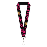 Buckle-Down Lanyard - ONE OF US IS A BITCH Crown/Paws Black/Gray/Pink Lanyards Buckle-Down