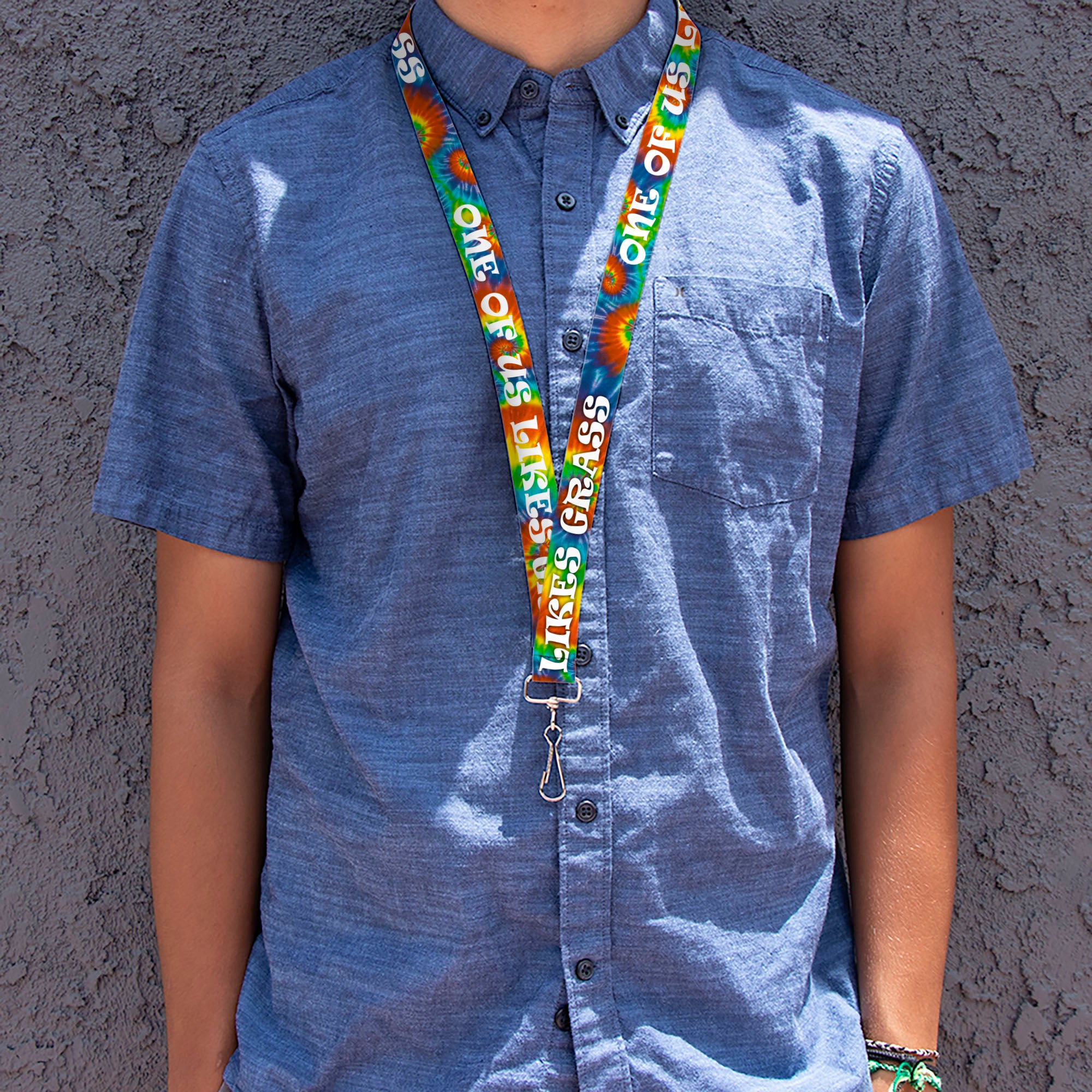 Buckle-Down Lanyard - ONE OF US LIKES GRASS/Tie Dye Multi Color/White Lanyards Buckle-Down