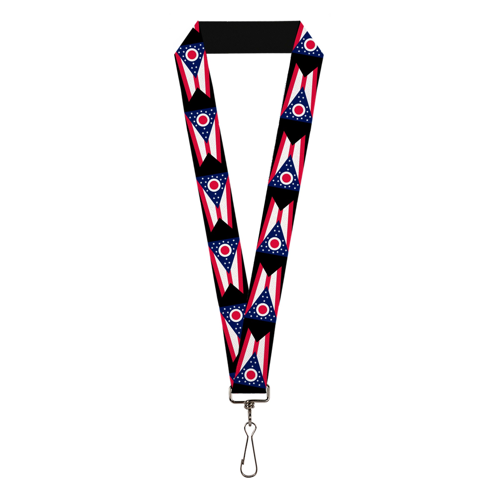 Lanyard - 1.0" - Ohio Flag Repeat Black Lanyards Buckle-Down