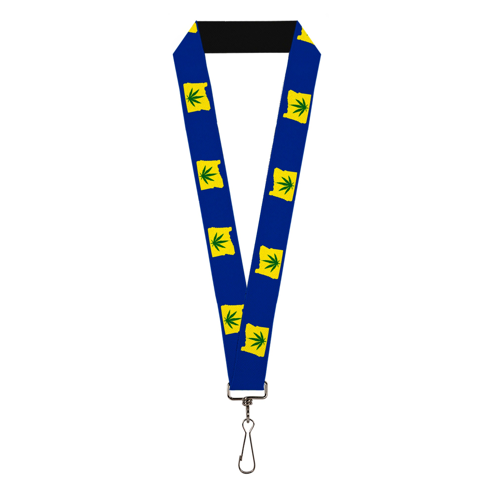 Lanyard - 1.0" - Oregon State Silhouette Marijuana Leaf Blue Yellow Green Lanyards Buckle-Down
