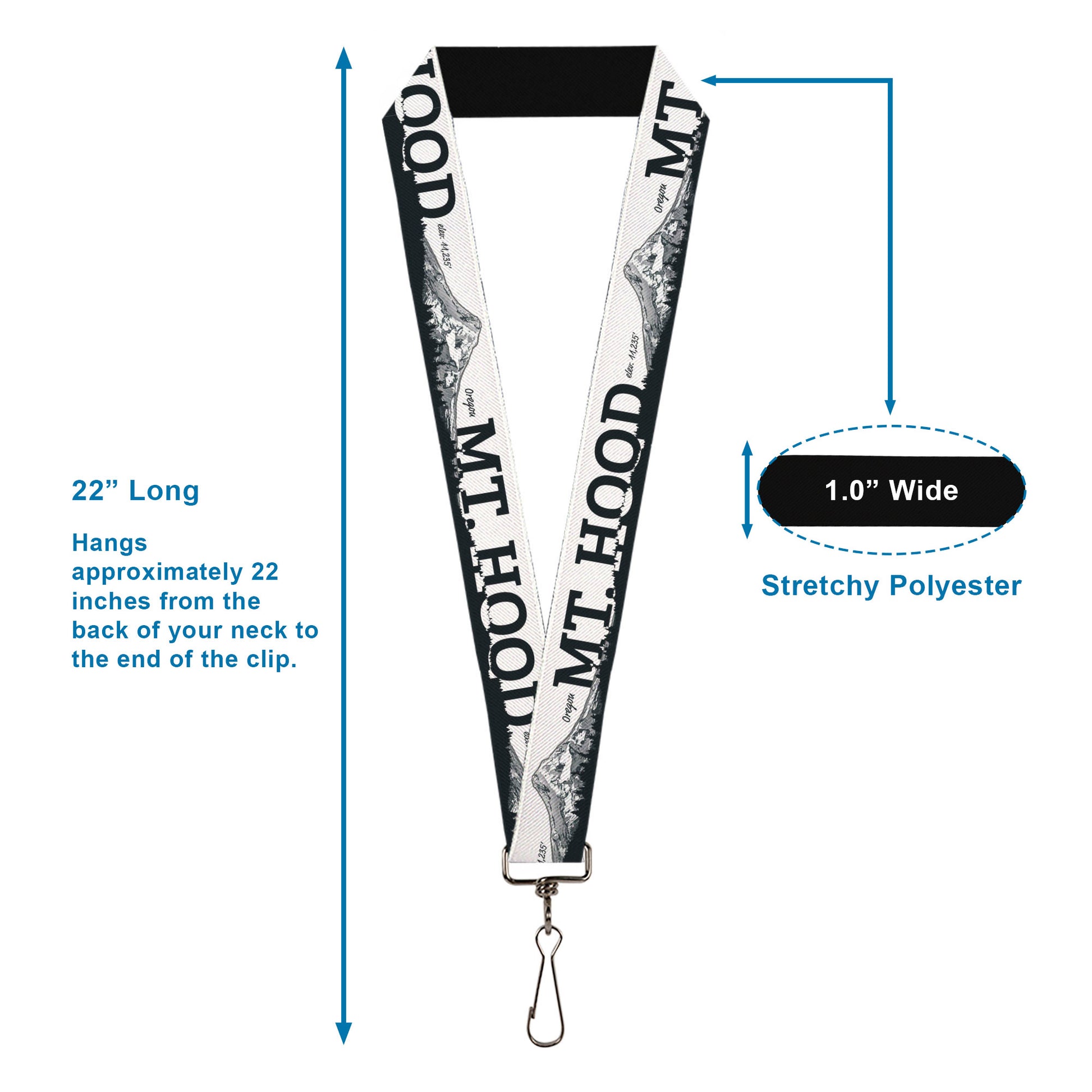 Lanyard - 1.0" - Orgeon MT HOOD Scenery White Grays Lanyards Buckle-Down