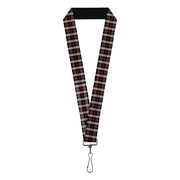 Lanyard - 1.0" - Plaid Black Red Lanyards Buckle-Down