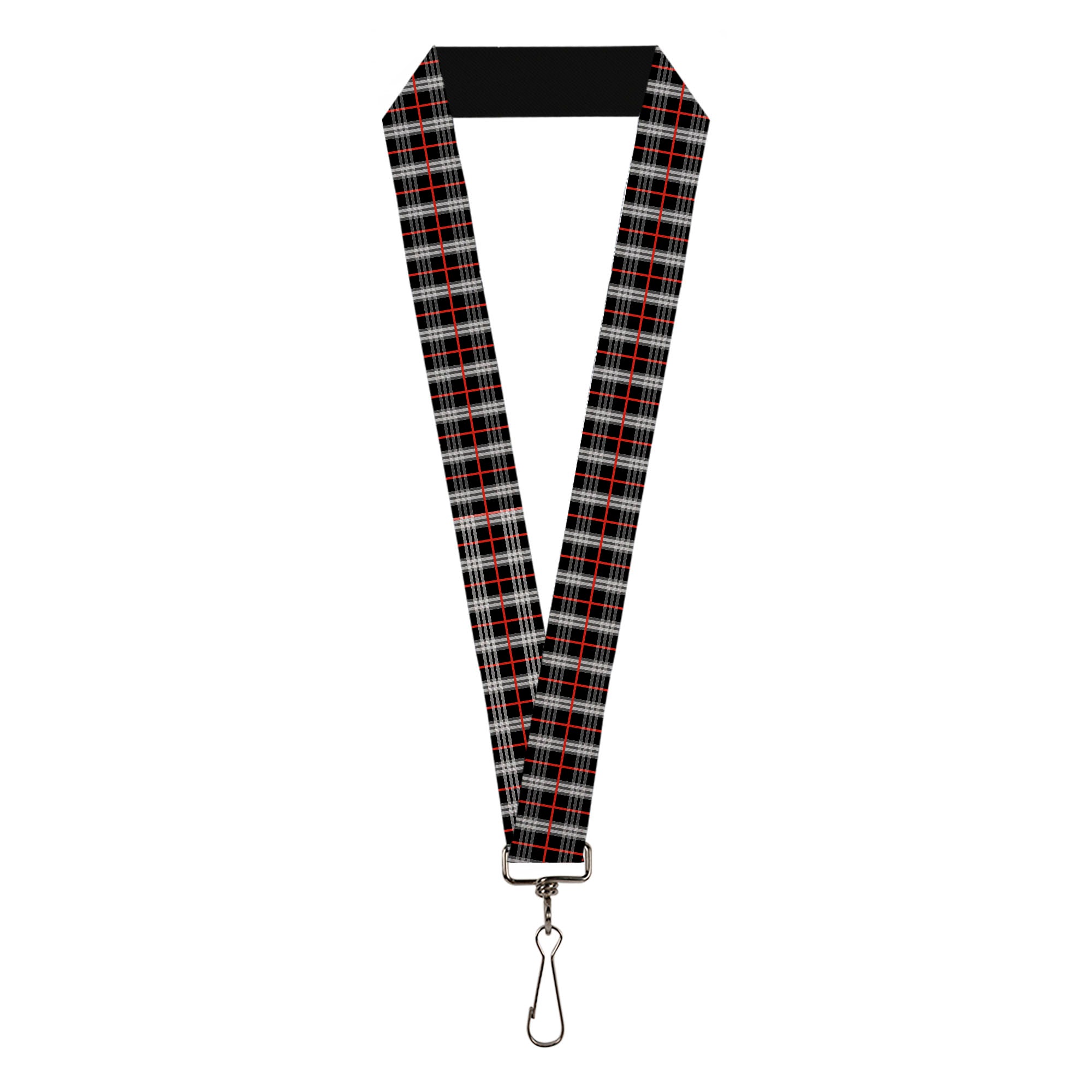 Lanyard - 1.0" - Plaid Black Red Lanyards Buckle-Down