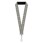 Lanyard - 1.0" - Plaid Gray Multi Neon Lanyards Buckle-Down