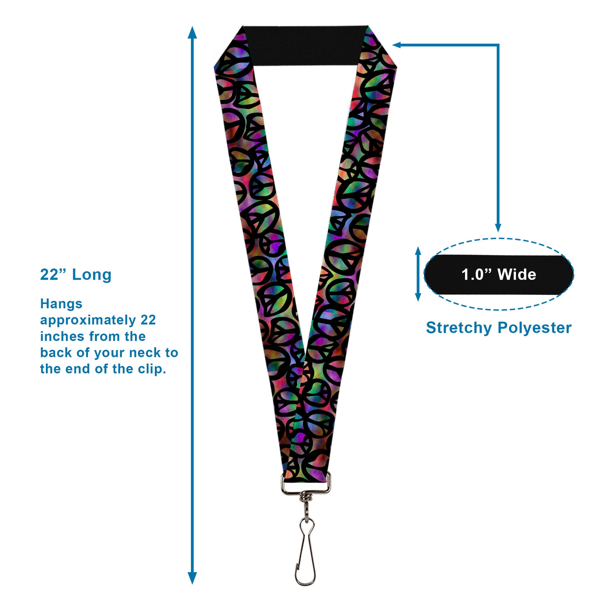 Lanyard - 1.0" - Peace Psychedelic Lanyards Buckle-Down