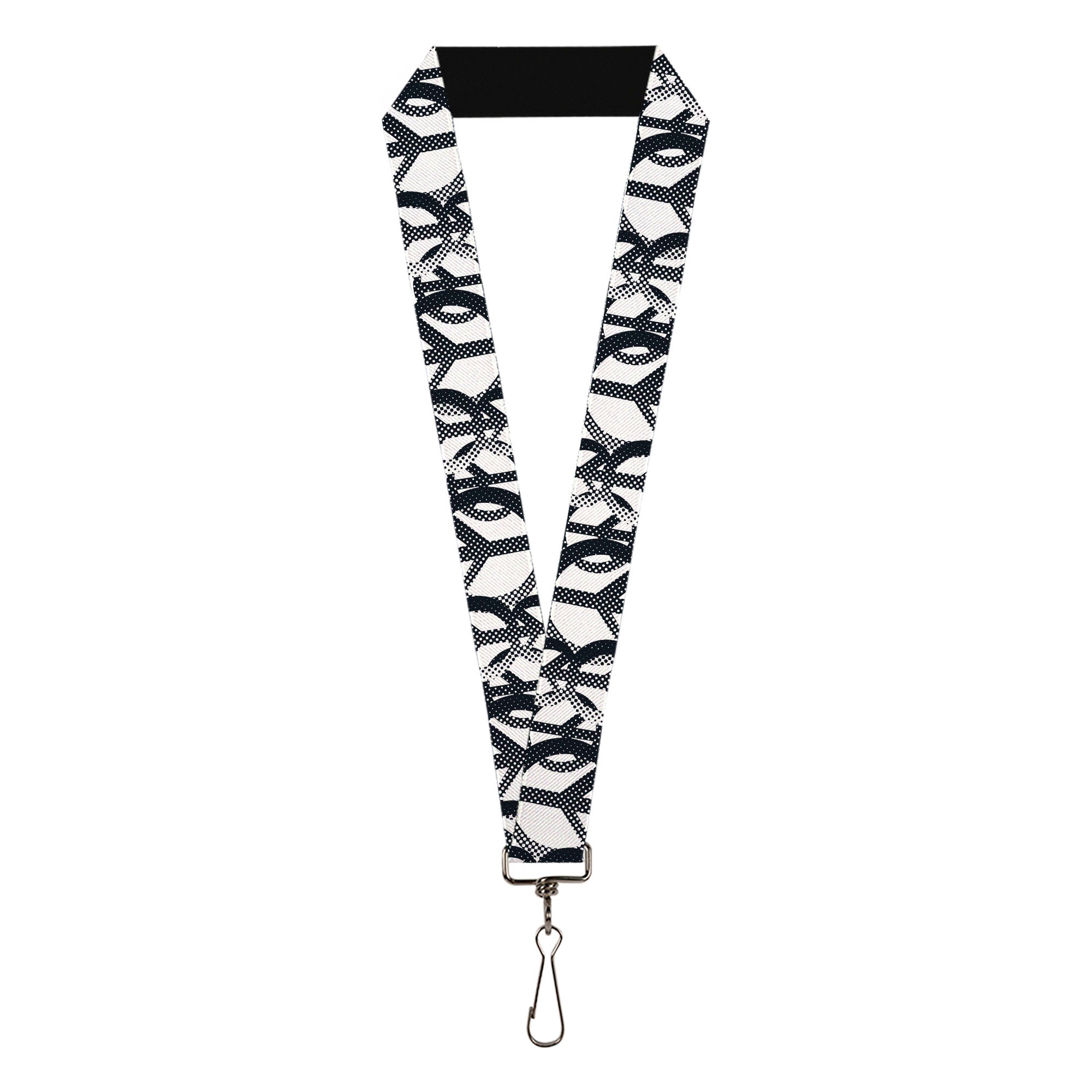 Lanyard - 1.0" - Peace Dots White Black Lanyards Buckle-Down