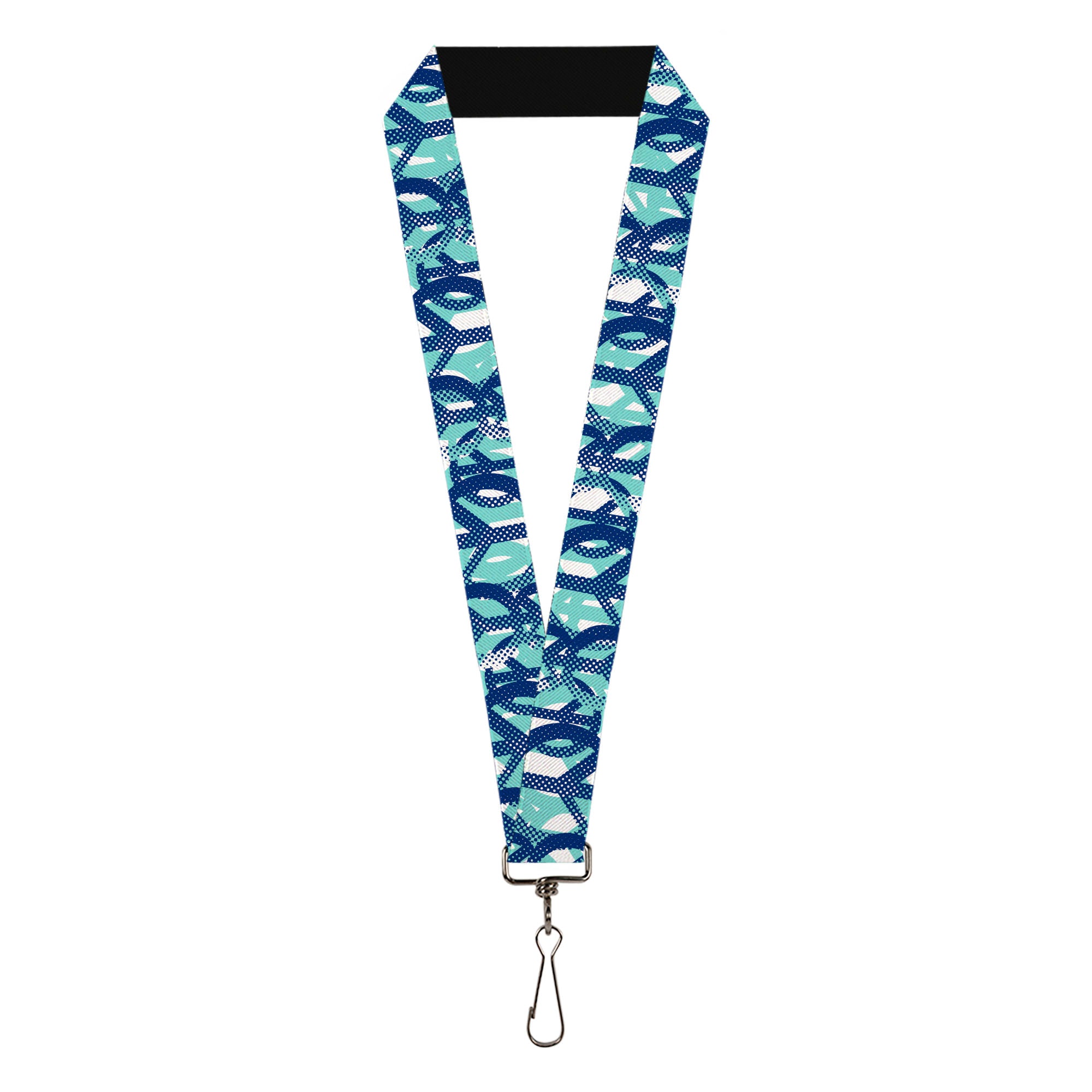 Lanyard - 1.0" - Peace Dots White Blue Lanyards Buckle-Down