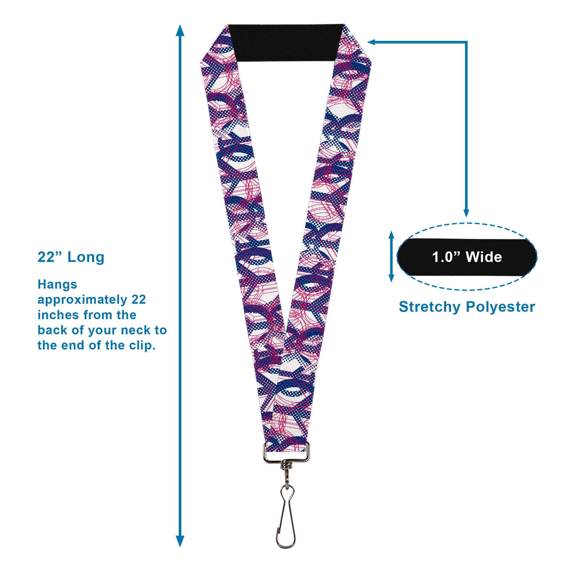 Lanyard - 1.0" - Peace Mixed White Blue Pink Lanyards Buckle-Down