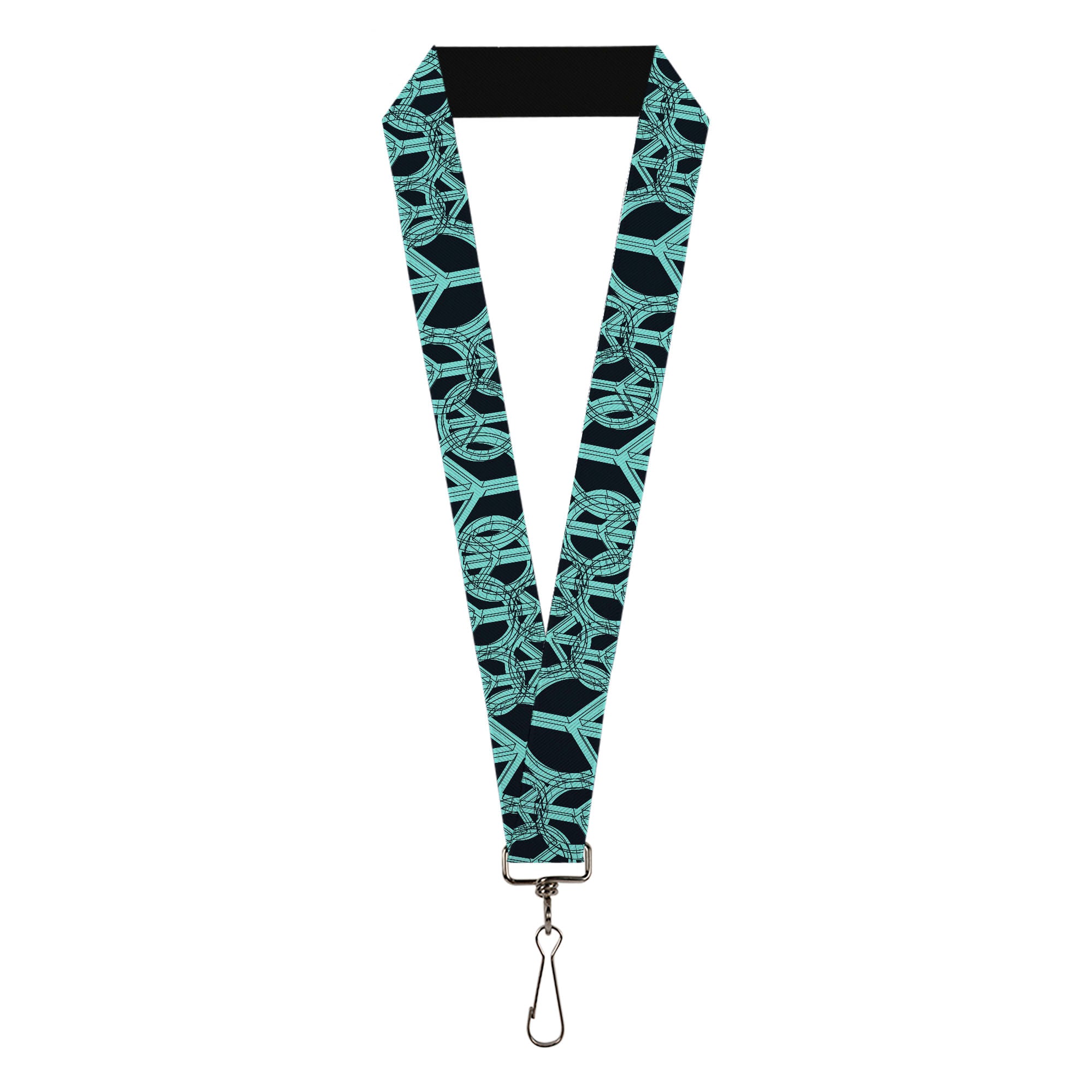 Lanyard - 1.0" - Peace Sketch Black Baby Blue Lanyards Buckle-Down