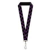 Lanyard - 1.0" - Plaid Black Purple Gray Lanyards Buckle-Down