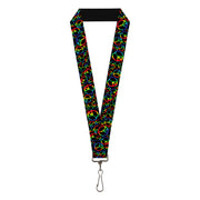 Lanyard - 1.0" - Peace Heart Black Rainbow Ombre Lanyards Buckle-Down