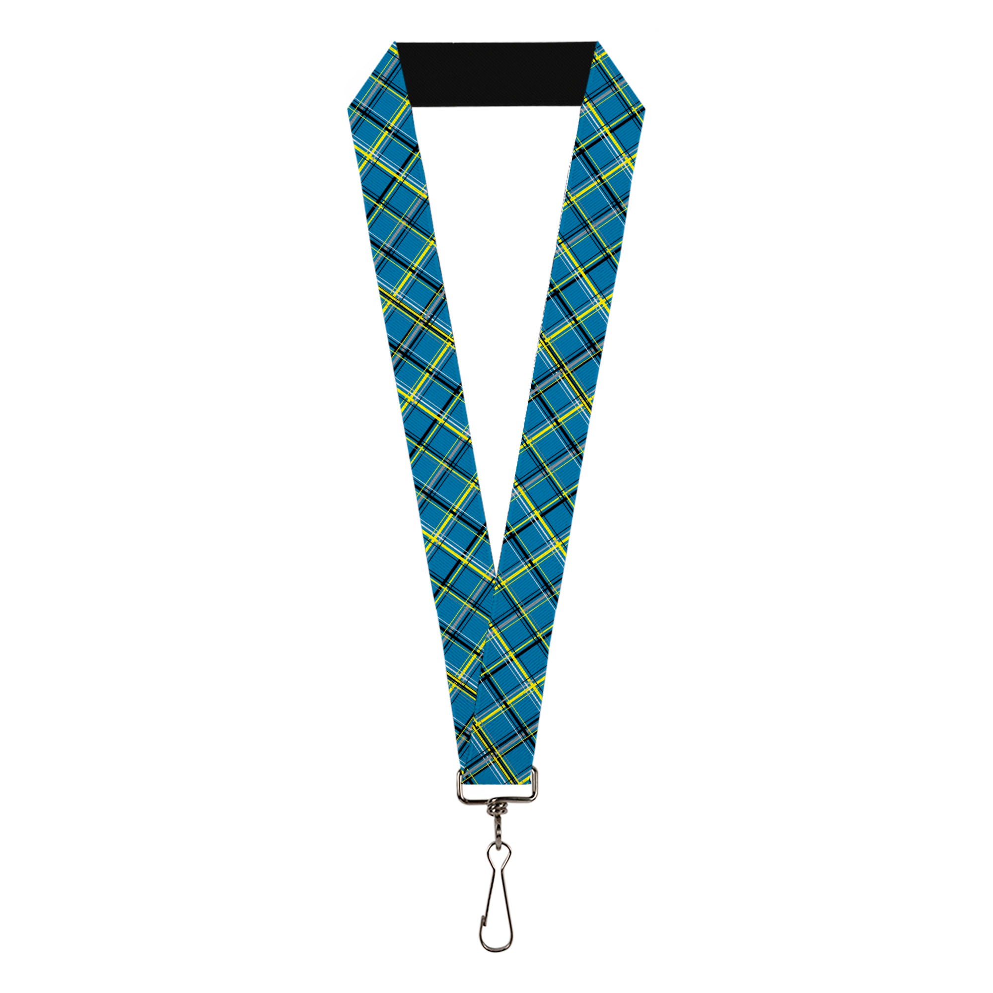 Lanyard - 1.0" - Plaid Turquoise Yellow Black Gray Lanyards Buckle-Down