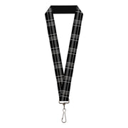 Lanyard - 1.0" - Plaid Black Gray Lanyards Buckle-Down