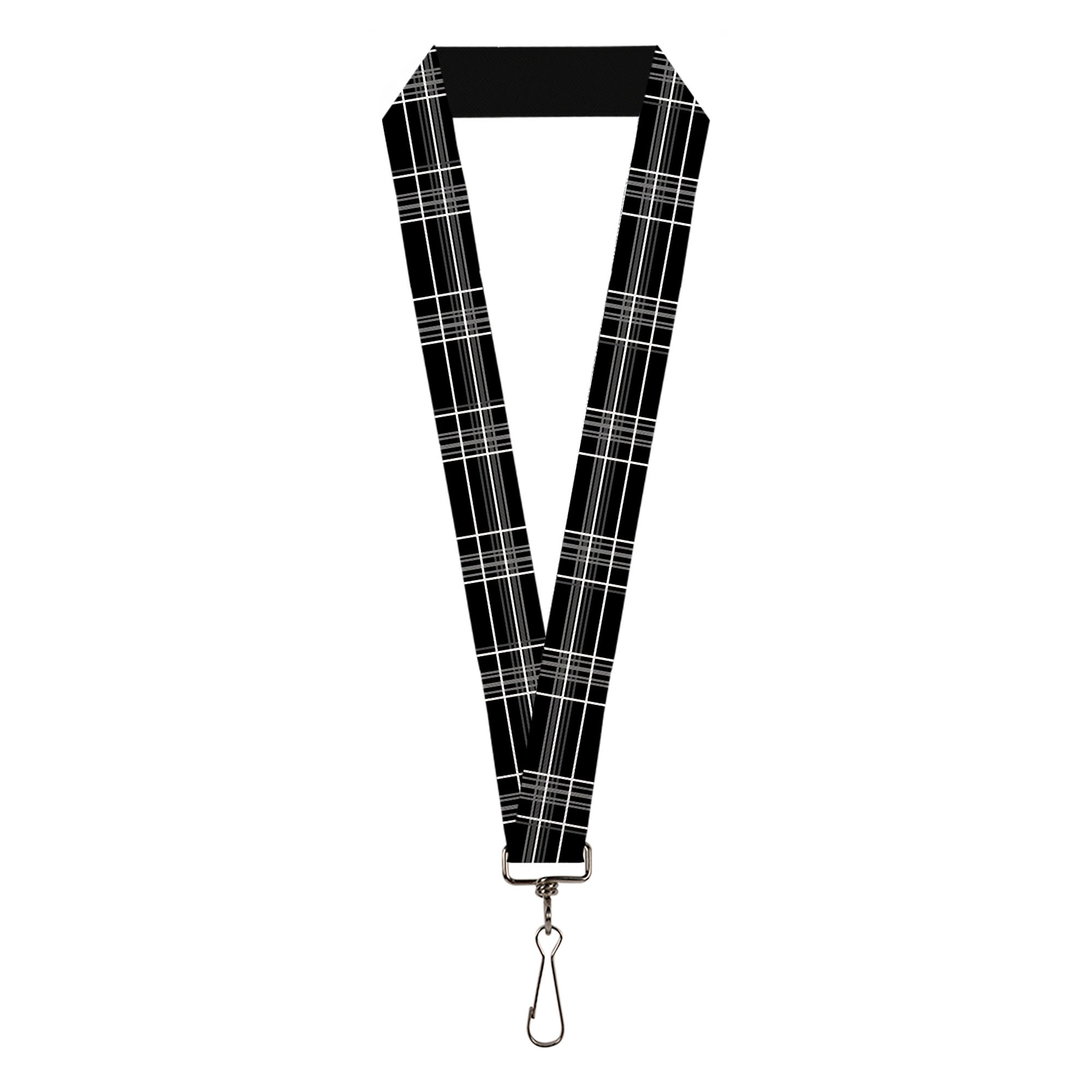 Lanyard - 1.0" - Plaid Black Gray Lanyards Buckle-Down