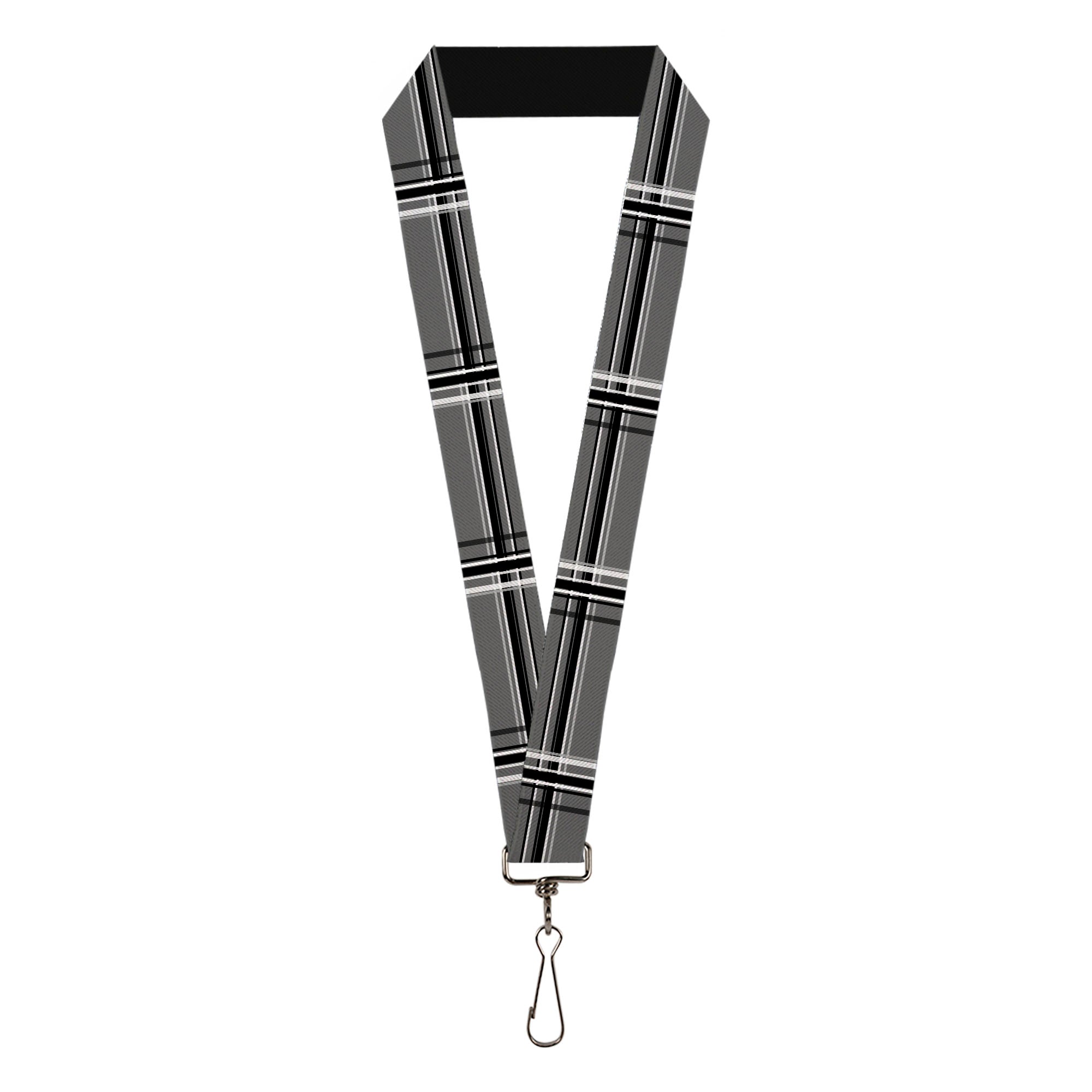 Lanyard - 1.0" - Plaid Gray Black White Lanyards Buckle-Down