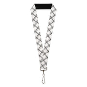Lanyard - 1.0" - Plaid X White Gray Lanyards Buckle-Down