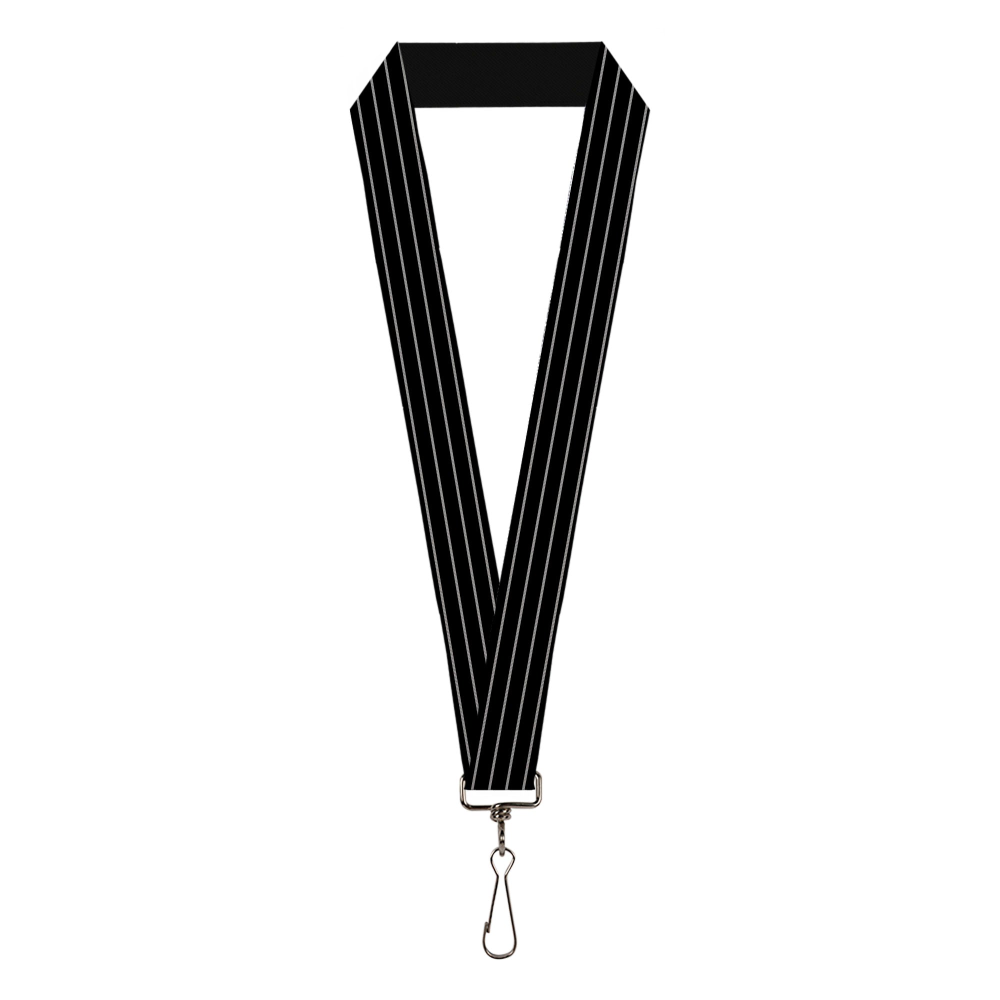 Lanyard - 1.0" - Pinstripes Black Gray Lanyards Buckle-Down