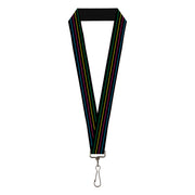 Lanyard - 1.0" - Pinstripes Black Multi Color Lanyards Buckle-Down