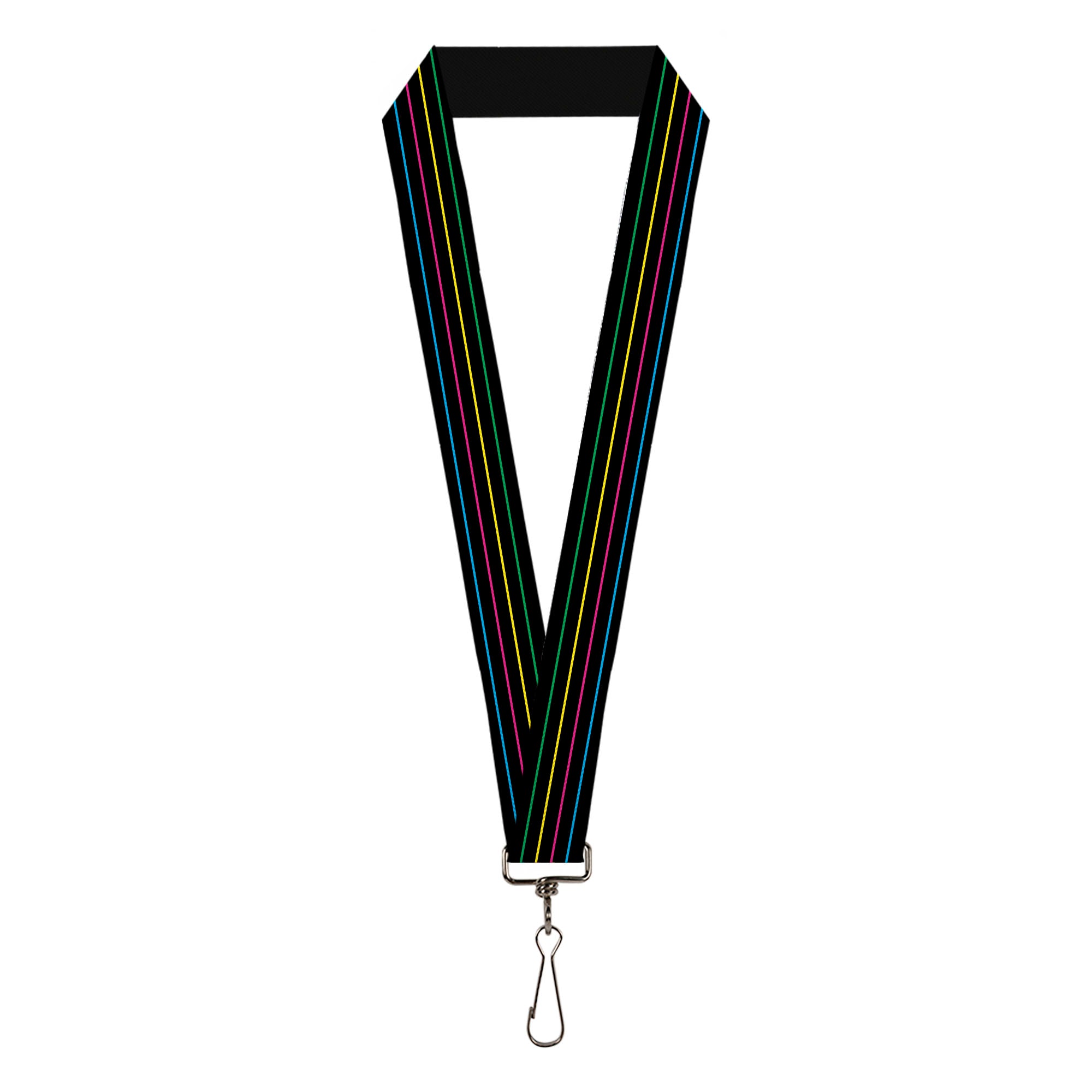 Lanyard - 1.0" - Pinstripes Black Multi Color Lanyards Buckle-Down