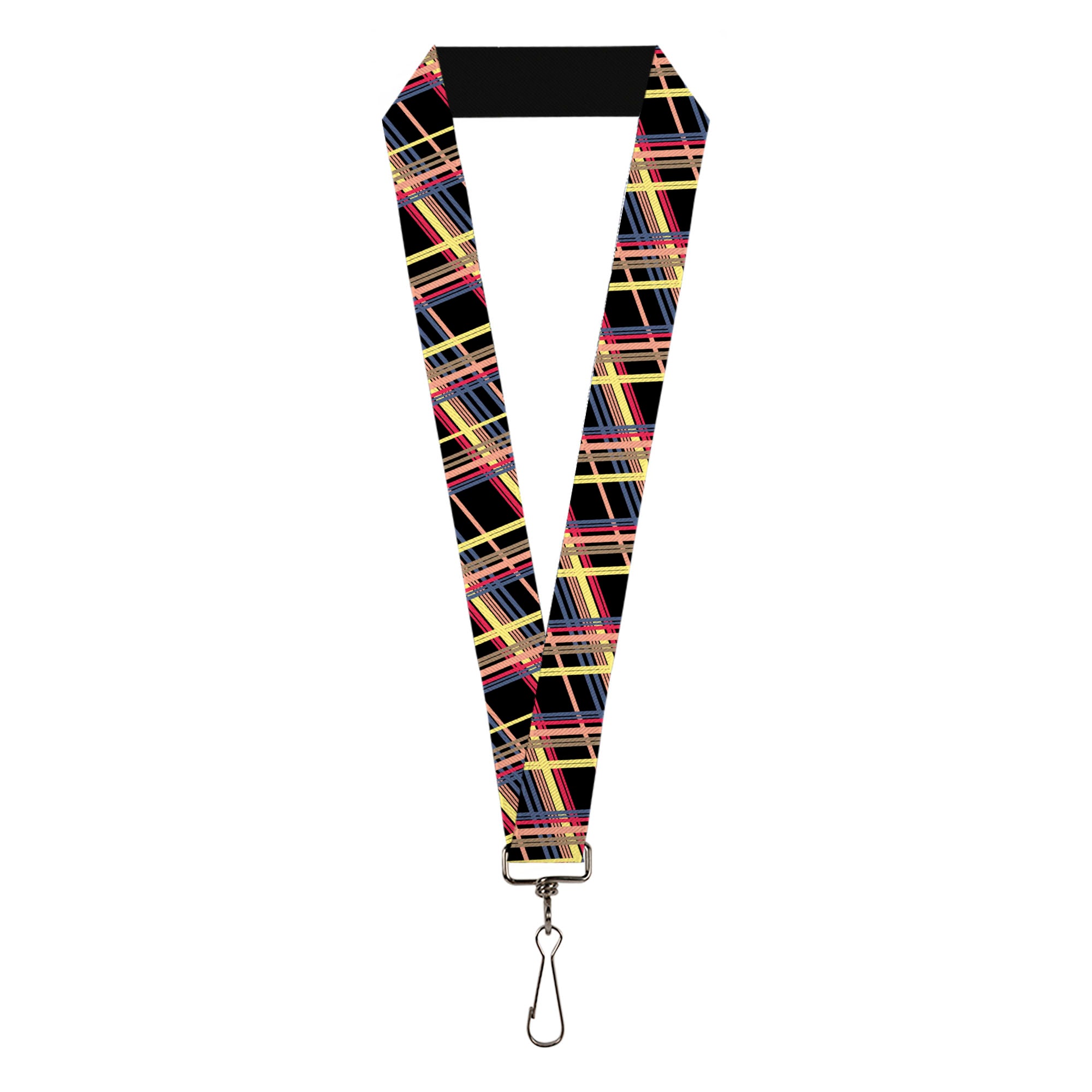 Lanyard - 1.0" - Plaid Black Yellow Red Blue Orange Lanyards Buckle-Down