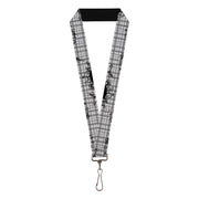 Lanyard - 1.0" - Plaid Curls Gray Lanyards Buckle-Down