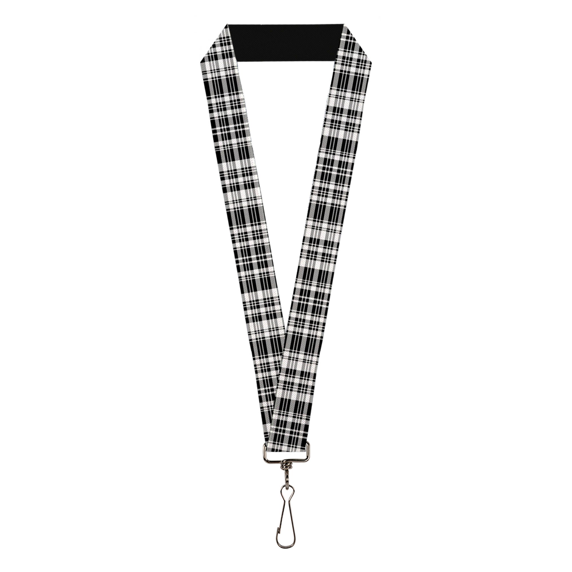 Lanyard - 1.0" - Plaid Black White Lanyards Buckle-Down