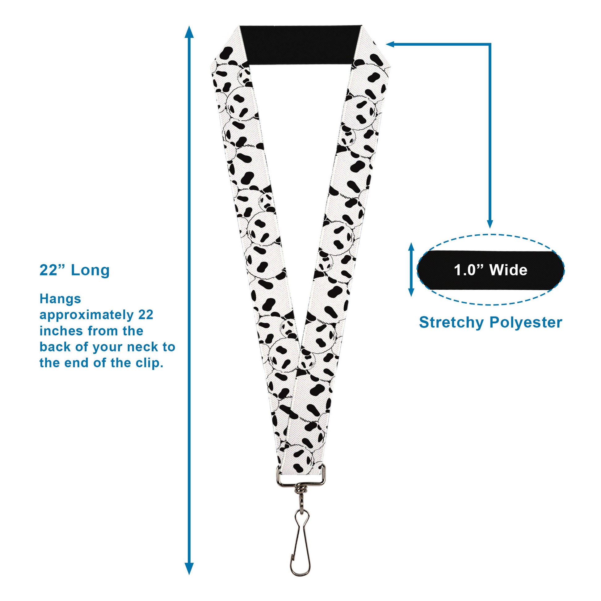 Lanyard - 1.0" - Panda Bear Stacked Lanyards Buckle-Down