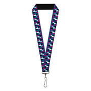 Lanyard - 1.0" - Peaks Turquoise Fuchsia Black White Lanyards Buckle-Down