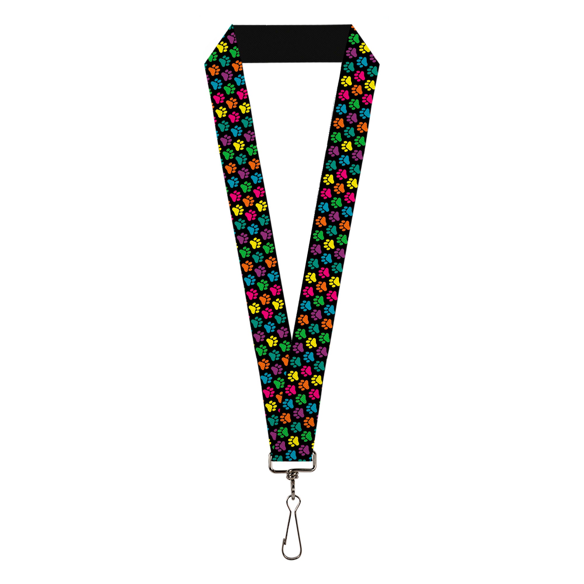 Lanyard - 1.0" - Paw Print Black Multi Color Lanyards Buckle-Down