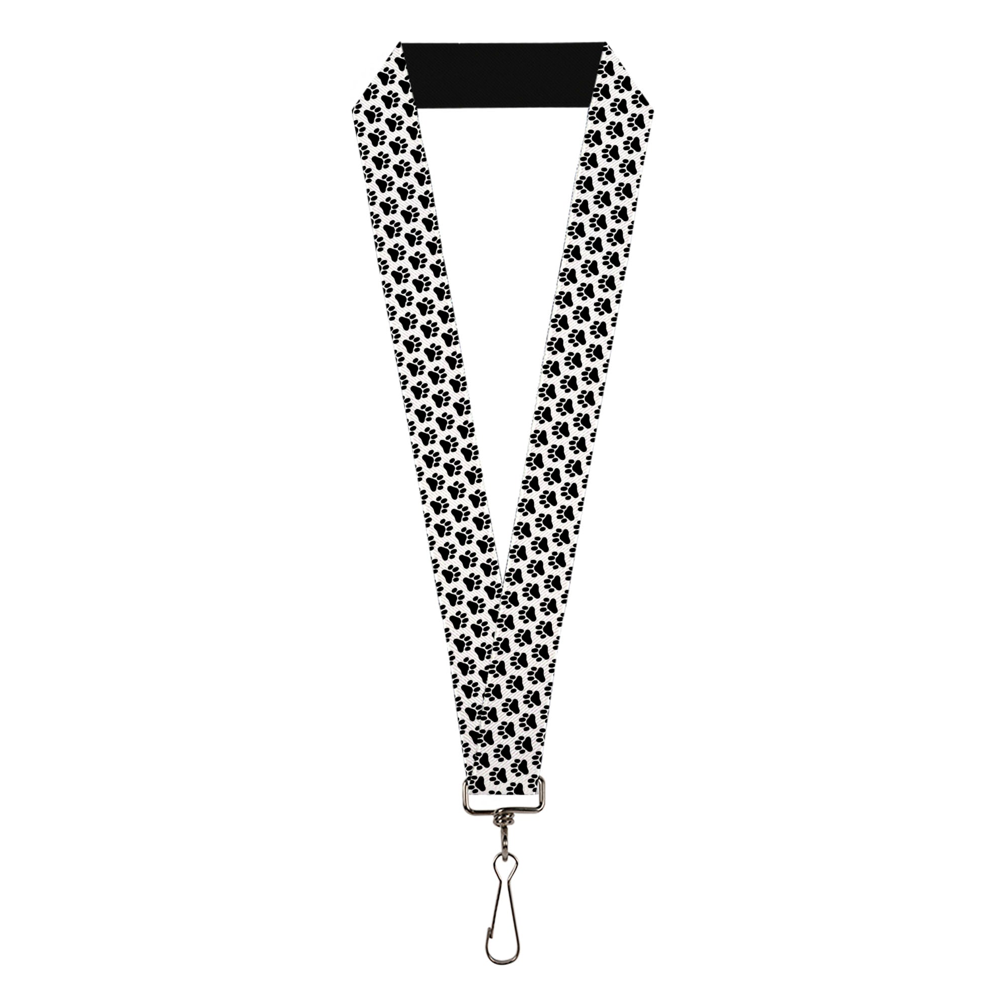 Lanyard - 1.0" - Paw Print White Black Lanyards Buckle-Down