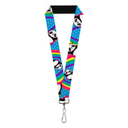Lanyard - 1.0" - Pandas & Rainbows w Stars Lanyards Buckle-Down