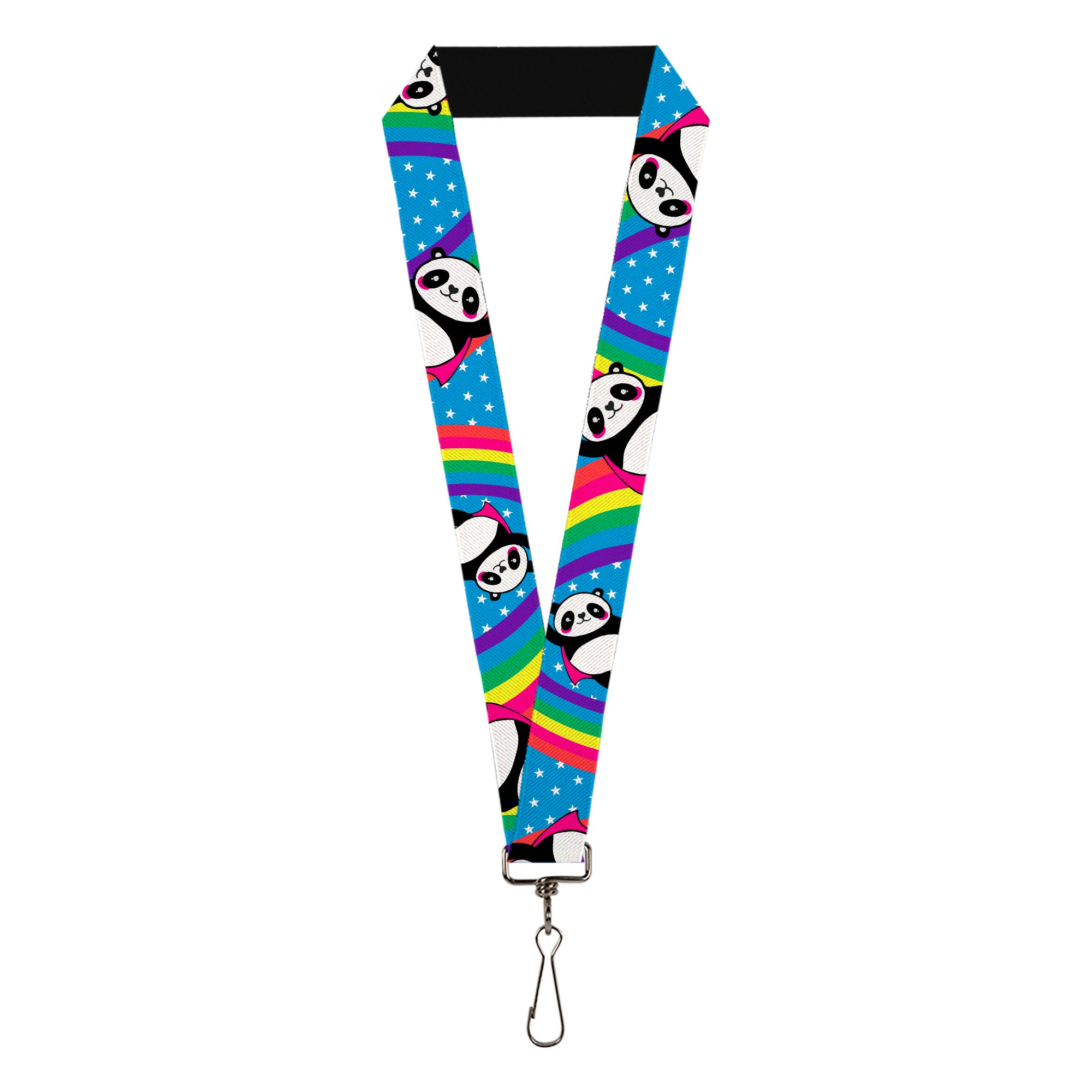 Lanyard - 1.0" - Pandas & Rainbows w Stars Lanyards Buckle-Down